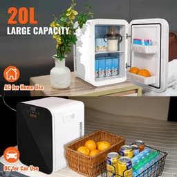 Wildor® Mini Koelkast - Koel/Verwarm kast, -9°C tot 65°C - Vrijstaand - 20 Liter - 3 Schappen - Compacte Drankkoelkast - Praktisch (draagbaar) - Wit Frame - Wit - 12Volt - Auto, Kamperen, Outdoor, Slaapkamer - Stille koelkast <45db — thumbnail 3