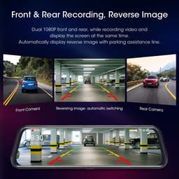 Dashcam - Dashcam voor Auto - Autospiegel - met Vaste Bedrading - 24-uurs Parkeermonitor - Videorecorder - 1080p - Dubbele Dashcam - 170° Groothoeklens - Timelapse-video - Loop-opname - G-sensor - 10 inch - Zwart — thumbnail 2