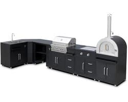 Oviala - Hoekkeuken voor buiten met 6 elementen waaronder 3 kook-/spoelbakmodules. - Memphis