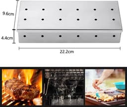 COZYVENT Extra dik Rookbox voor gasgrill of houtskoolgrill, rookbox van roestvrij staal, werkt met houtsnippers, voegt gerookte BBQ-smaak toe, scharnierend deksel, kromtrekkende grillaccessoires — thumbnail 1