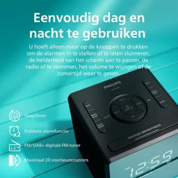 PHILIPS TAR4600 DAB/FM-wekkerradio met dubbel alarm en USB-C-oplaadpoort — thumbnail 5