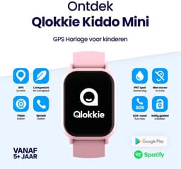 Qlokkie Kiddo Mini - GPS horloge kind - Smartwatch kinderen - GPS tracker kind met nauwkeurige locatiebepaling - GPS horloge kind met simkaart - Stel veilige zones in - SOS functie - Roze — thumbnail 2