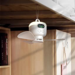 Kampeerventilator 8000mAh op batterijen, draagbare, oplaadbare tentventilator met afstandsbediening, plafondventilatorlamp met 3 afneembare ventilatorbladen, timer, 4 snelheden met gratis afstandsbediening voor buiten, wit — thumbnail 2