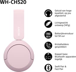 SONY WH-CH520 On-ear Draadloze hoofdtelefoon Roze — thumbnail 4