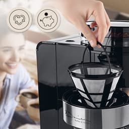 Barista koffiemachine met molen | Filterkoffiezetapparaat met glazen kan | 900W filtermachine met touchdisplay en timerfunctie voor tot 10 kopjes | 1,25 liter koffiekan | Voor bonen en gemalen koffie — thumbnail 4