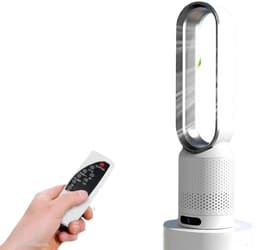 Ventilator - Torenventilator - Luchtzuivering - Elektrische Ventilator - Bladloos - Ultra Stil - 8 Windsnelheden - 90° Oscillerend - Met Afstandsbediening - Timerfunctie - Zilver - Modern Design - Bureau - Slaapkamer - Woonkamer - Kantoor — thumbnail 1