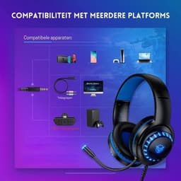 StayPowered Gaming Headset - Ultiem Geluid & Comfort - Noise Cancelling Microfoon - Surround Sound - Multi-platform Compatibel - Plug & Play - Ergonomisch Design - LED Verlichting - Zwart/Blauw - Levering Sneller dan Aangegeven! — thumbnail 2