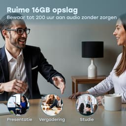 Audyn Voice Recorder - 200 Uur Audio Opname - Afluisterapparatuur op Afstand - Dictafoon - 360° HD Opnames - 16GB - Zwart — thumbnail 3