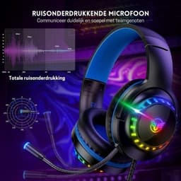StayPowered Gaming Headset - Ultiem Geluid & Comfort - Noise Cancelling Microfoon - Surround Sound - Multi-platform Compatibel - Plug & Play - Ergonomisch Design - LED Verlichting - Zwart/Blauw - RGB-verlichting - Levering Sneller dan Aangegeven! — thumbnail 2
