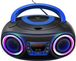 Denver Draagbare Radio CD Speler Kinderen - Bluetooth - Lichteffecten - Boombox - AUX - FM - TCL212BT - Blauw
