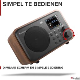DAB radio met Bluetooth - Audizio Milan - DAB radio retro met accu en FM radio - Hout — thumbnail 5