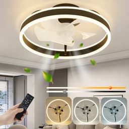NETTLIFE Plafondventilator met verlichting 40cm - zwart en wit - dimbaar met afstandsbediening - 6 standen Ventilator - LED 34W - Timer plafondlamp - voor slaapkamer | woonkamer | keuken | hal — thumbnail 1
