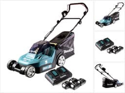 Makita DLM 432 PT4 accumaaier 36 V (2x 18 V) 43 cm + 4x accu 5,0 Ah + dubbele lader — thumbnail 1