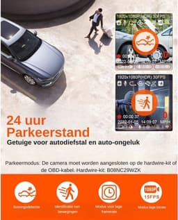 Luxe Dashcam Auto – Voor en Achter – Achter Draadloos – HDR Night Vision – 1080P – 24 Uur Parkeerstand – Met CPL – Eenvoudige Bediening – Zwart — thumbnail 5