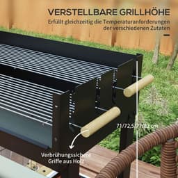 Premie Houtskool barbecue - 2 grillvlakken- Grilloppervlak 113 x 53,5 x 82,5 cm - BBQ voor buiten, tuin - Zwart — thumbnail 3