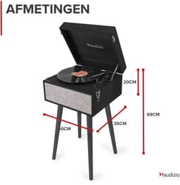 Platenspeler op poten - Audizio Fremont - Retro platenspeler met meubel - Met Bluetooth - zwart — thumbnail 2
