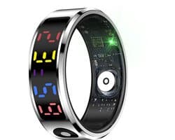 WizBay Premium Select® Smart Ring Color LED Zilver - Maat 12 - Hartslag Slaap Zuurstof - Gesture - Multi Sport Modi