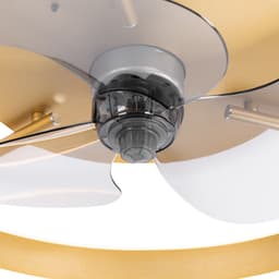 QAZQA maddy - Dimbare LED Plafondventilator met Verlichting | Lamp en Afstandsbediening - 1 lichts - Ø 50 cm - Goud/messing - Woonkamer | Slaapkamer | Keuken — thumbnail 3