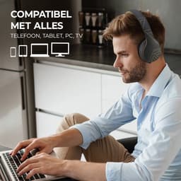 PowerLocus P6 draadloze Over-Ear Koptelefoon Inklapbaar - Bluetooth Hoofdtelefoon - Met microfoon - Asfalt Grijs — thumbnail 5