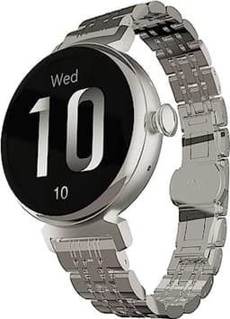 HiFuture Aura Smartwatch dames, 1,08 inch roestvrijstalen AMOLED-display, Stappenteller, Hartslagmeter, polshartslagmeter, echte Sp02-sensoren, IP68 waterdicht, activiteitenteller, magnetische lading compatibel met Android en iOS, kleur (Zilver) — thumbnail 1