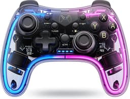 RGB Controller Draadloos - Geschikt voor Nintendo Switch - Controllers - Pro Versie - Turbo en Macro Knoppen - Transparant — thumbnail 1
