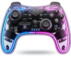 RGB Controller Draadloos - Geschikt voor Nintendo Switch - Controllers - Pro Versie - Turbo en Macro Knoppen - Transparant
