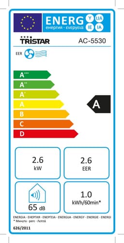 Tristar airconditioner met afstandsbediening AC-5530 - Mobiele Airco 9000 BTU voor kamer van 80m³ - Airco - Temperatuur van 16⁰C tot 31⁰C - Energieklasse A — thumbnail 2