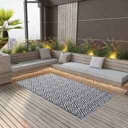 vidaXL - Buitenkleed - ARAKIL - 120x180 - cm - PP - wit - en - zwart — thumbnail 3