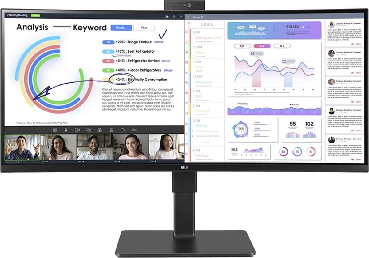 LG 34BQ77QC-B - QHD Curved Ultrawide Monitor - USB-C 90w - RJ45 - 34 Inch - Zwart — afbeelding 1