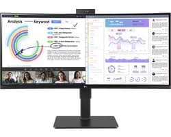LG 34BQ77QC-B - QHD Curved Ultrawide Monitor - USB-C 90w - RJ45 - 34 Inch - Zwart