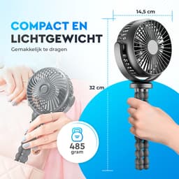 ChargeMore Draadloze Ventilator met Powerbank - Tafelventilator - Handventilator - Krachtig en Staand — thumbnail 5