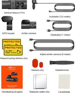 Vantrue N4 Pro Triple 3CH 4K Wifi Gps dashcam voor auto - 3 camera's voor 360 graden zicht - 2K en Full HD binnen en achter - Wifi en Gps - Parkeermodus — thumbnail 3