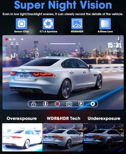 Lexium Dashcam voor auto - Dashcam - Dashcam voor auto voor en achter - Dashcam voor en achter - Dashcam voor en achter draadloos - Dual dashcam — thumbnail 4