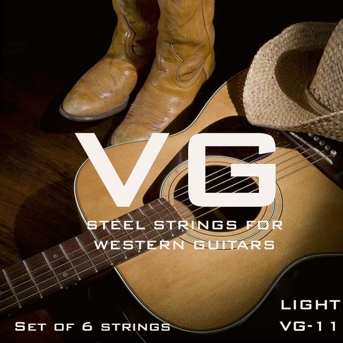 VG western - Set van 6 Gitaarsnaren voor Western Akoestische Gitaar - Snarenset - Stalen Snaren - 6 Snaren — afbeelding 1