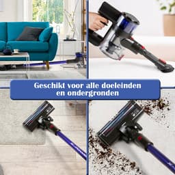PRIMO PR511SV 3-in-1 BLDC Steelstofzuiger Draadloos - Stofzuiger zonder zak - Kruimelzuiger - Max power 20 kPa - Blauw/Rood — thumbnail 5