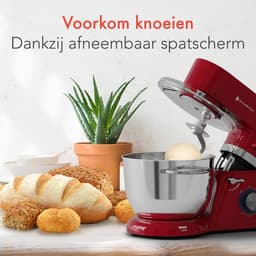 KitchenBrothers Keukenrobot - Keukenmachine - Touch Display en Timer - BPA-vrij - 6,2L - Keukenmixer - 1400W - Rood — thumbnail 4