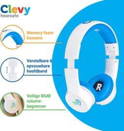 Clevy Hearsafe (Max 85 dB) - Koptelefoon voor kinderen met case - Blauw - Ontworpen voor de schoolklas - Kids Headphone - Headset — thumbnail 4