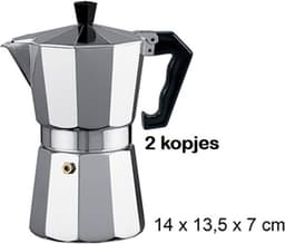 Alessandro Percolator Italiaans koffiezetapparaat - 2 kopjes - Aluminium - zilver - 90 ml - Koffiezetter — thumbnail 3