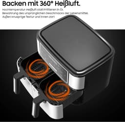 Equivera Dubbele Airfryer - Dubbele Mand - Dual Cook - Heteluchtfriteuse - Verschillende Programma's - Dual Zone - Mega — thumbnail 2