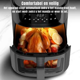 RUX® Airfryer XXL - Mini-oven - Heteluchtfriteuse - 9L - 8 Programma's - Zwart - 30cm x 36cm x 30cm — thumbnail 5