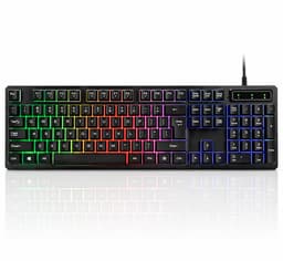 Gaming Toetsenbord met RGB Verlichting – Full Size – Mechanisch Gevoel – Waterbestendig – Geschikt voor PC & Laptop — thumbnail 1