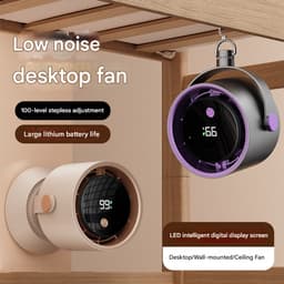 Ventilatoren-Luchtcirculatieventilator- Tafelventilator en Wandventilator 2-in-1 - 360° Draaibaar - Smart LED Display - Stil voor Slaapkamer en Camping — thumbnail 4