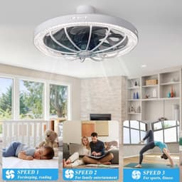 13 Inch Fitting Plafondventilator met Afstandsbediening - Dimbaar LED Licht - 3 Kleurtemperaturen 3000K-6500K - 3 Snelheden - Wit - Geschikt voor Slaapkamer, Keuken en Woonkamer — thumbnail 4