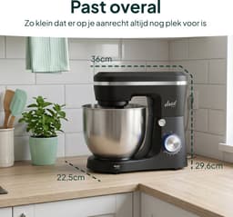 Vivid Green 1500W Keukenrobot - 3.8L Mengkom - 10 Snelheden - Keukenmixer - Keukenmachine - Zwart — thumbnail 3
