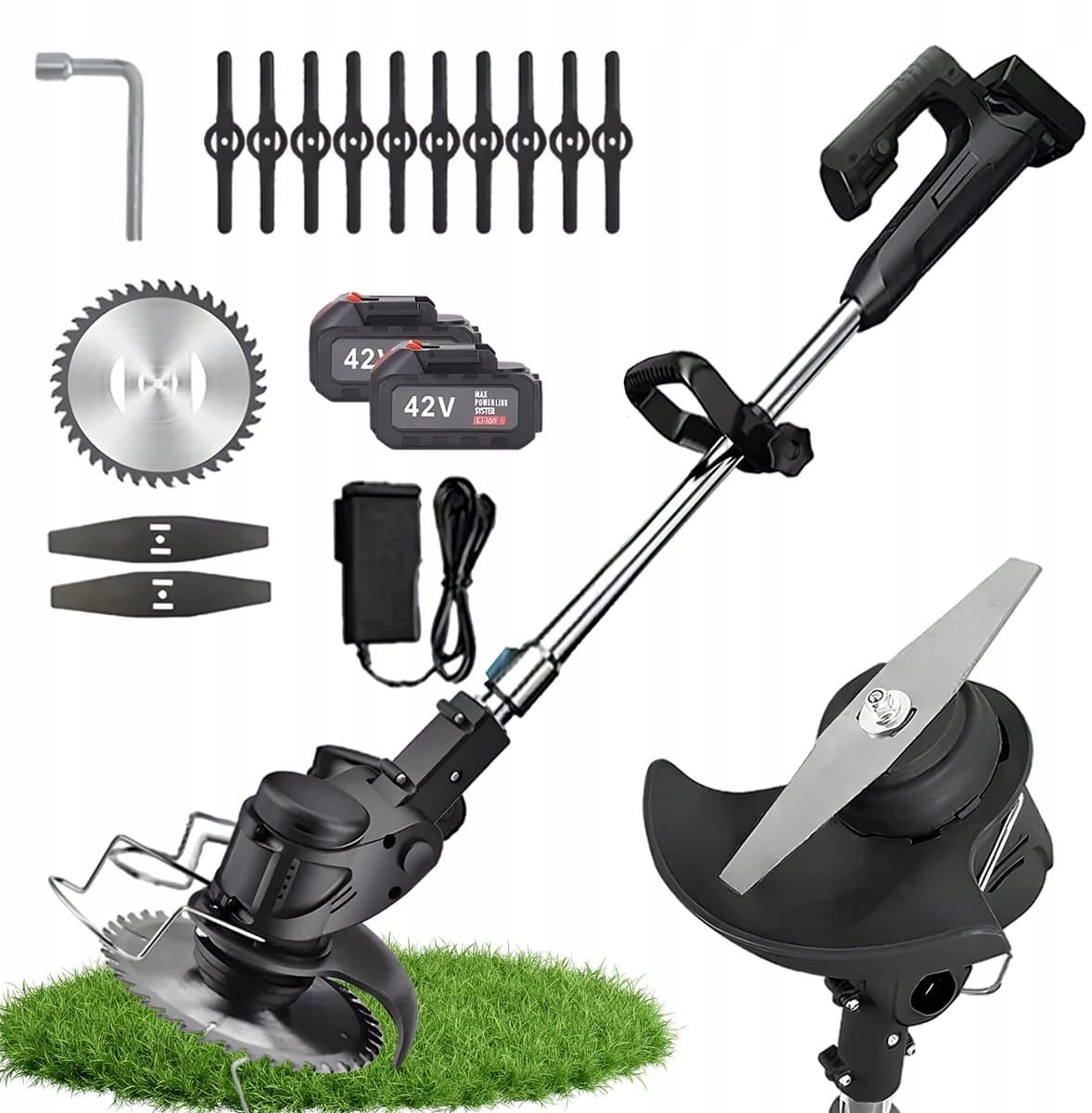 150W Grasmaaier - Accu Grasmaaier - Draadloze Trimmer - 90° Verstelbare Kop & 90-125cm Steel - 2x2600mAh Batterij & 3 Messen - Voor Tuin — afbeelding 1