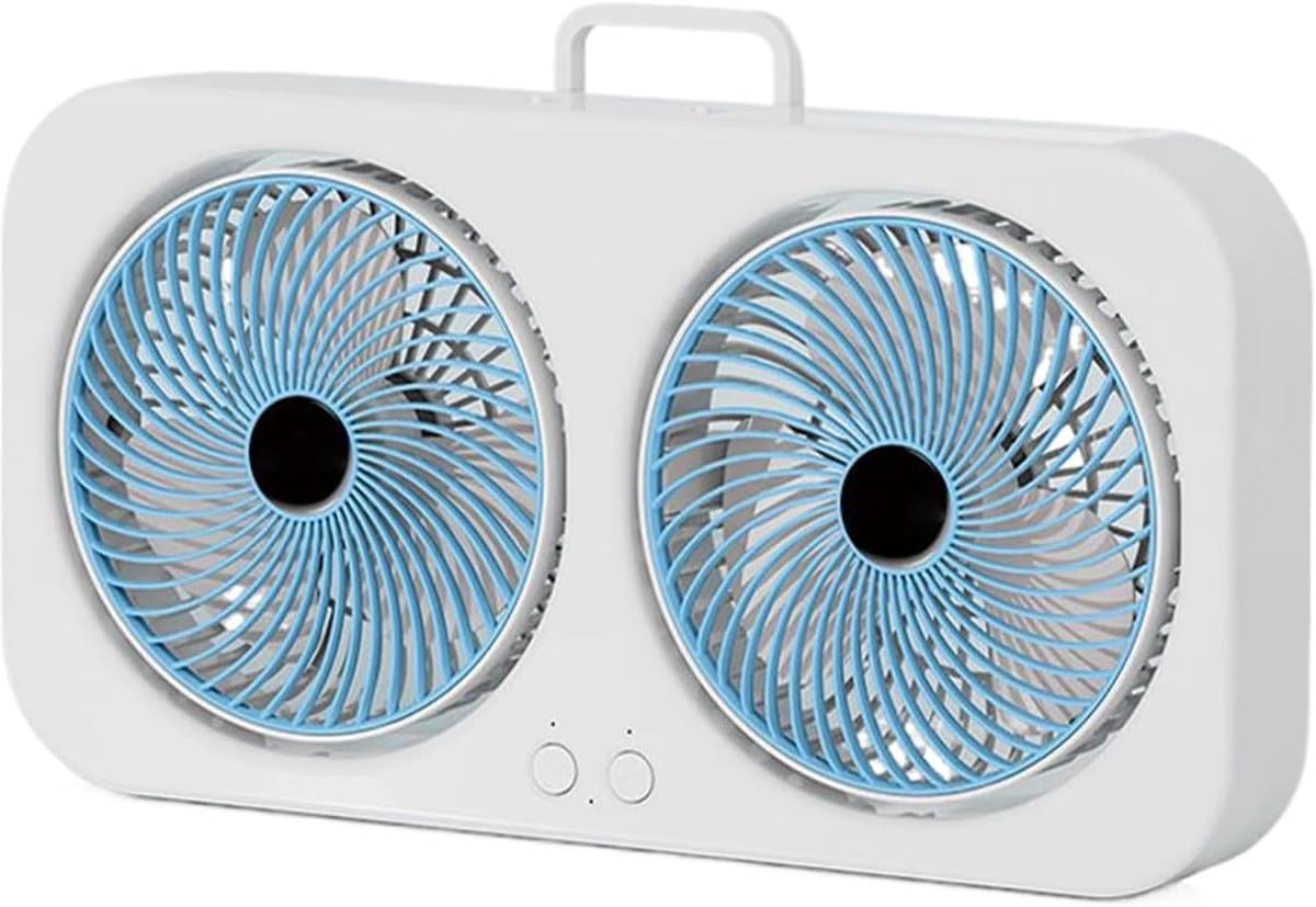 Tafelventilator - Bureauventilator - USB ventilator - Luchtcirculator - Stil - Oplaadbaar - 3 snelheden - Dubbele kop - Voor kantoor en thuis - Wandmontage - Draagbaar -Blauw — afbeelding 1