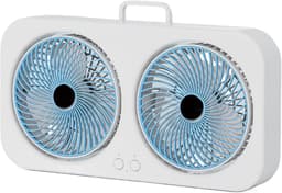 Tafelventilator - Bureauventilator - USB ventilator - Luchtcirculator - Stil - Oplaadbaar - 3 snelheden - Dubbele kop - Voor kantoor en thuis - Wandmontage - Draagbaar -Blauw — thumbnail 1