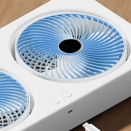 Tafelventilator - Bureauventilator - USB ventilator - Luchtcirculator - Stil - Oplaadbaar - 3 snelheden - Dubbele kop - Voor kantoor en thuis - Wandmontage - Draagbaar -Blauw — thumbnail 4