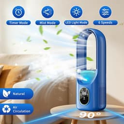 SnelShoppen - Mobiele Airconditioning 6 Modi - Draagbare Luchtkoeler met Waterkoelventilator, Timer 1-6 Uur, 7-Kleurig LED Licht, Mistfunctie, Waterre — thumbnail 2