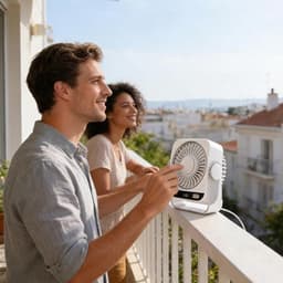 Tafelventilator met Koelelement - Mini Ventilator -Ventilator met digitaal batterijdisplay - Aircooler - Luchtkoeler - USB Ventilator - Mini Airco - Bureau Ventilator - Ventilator met Water - Waterkoeling - Air Cooler -Wit — thumbnail 5